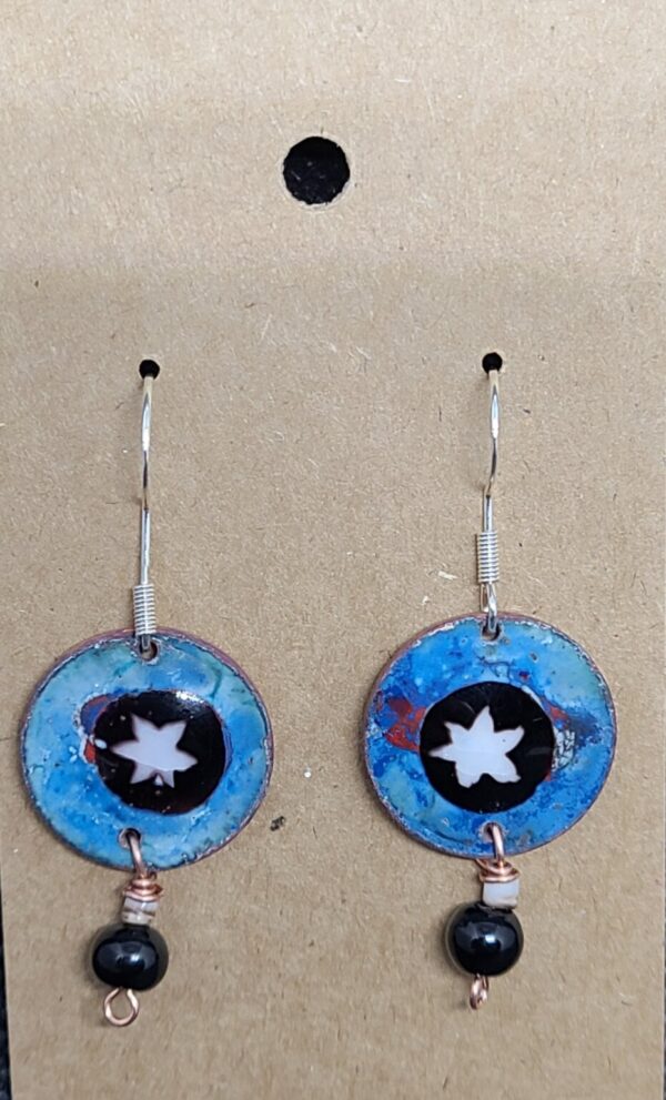 Shop Wyoming White Stars on Blue Enameled Penny Earrings