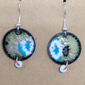 Shop Wyoming Turquoise Flower Burst on Clear Enamel Penny Earrings