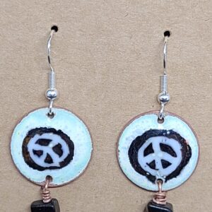 Shop Wyoming Black Peace Signs on White Enameled Penny Earrings
