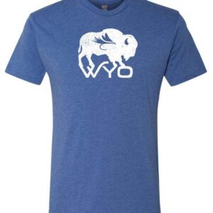 Shop Wyoming Wyo Fly Bison Logo Tee – Vintage Blue