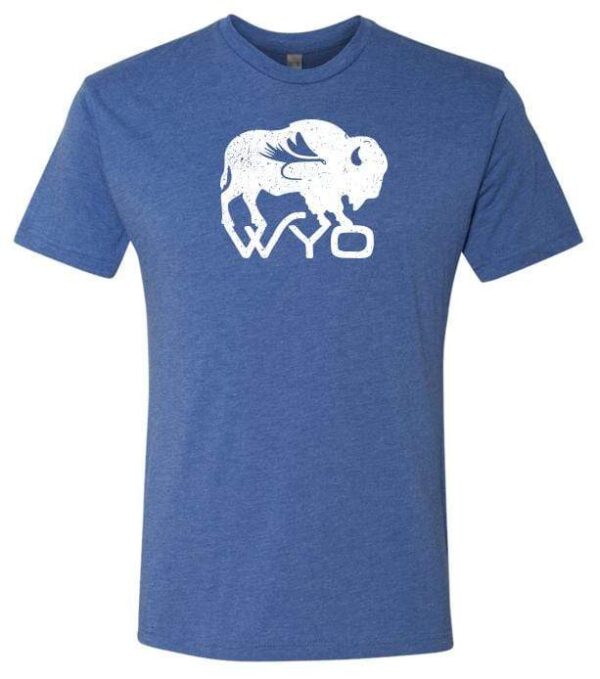 Shop Wyoming Wyo Fly Bison Logo Tee – Vintage Blue