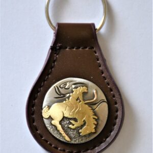 Shop Wyoming Western Leather Key Fob with Bucking Horse