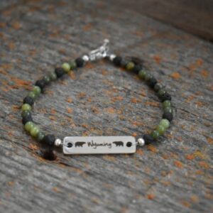 Shop Wyoming Wyoming Jade bracelet, 4mm Stainless Steel Wyoming Connector