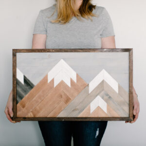 Shop Wyoming Wooden Mountain Scene Wall Art 24X14