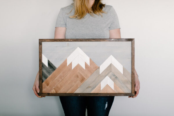 Shop Wyoming Wooden Mountain Scene Wall Art 24X14