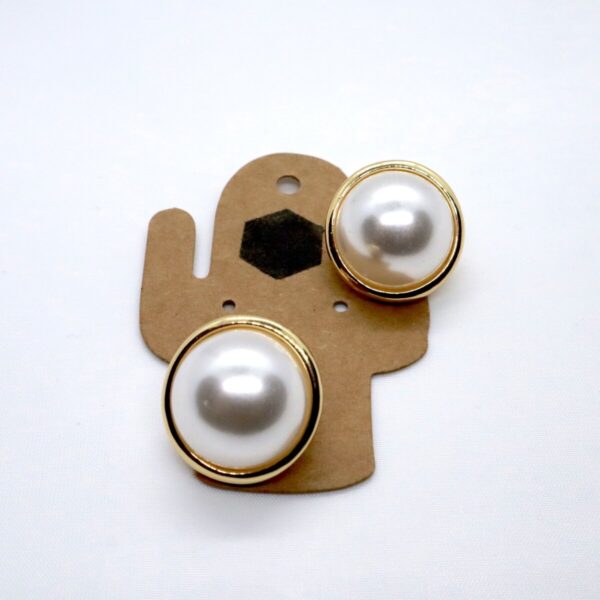 Shop Wyoming Large Studded Pearl Earrings with Golden Outline