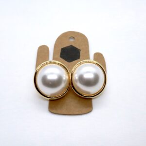 Shop Wyoming Large Studded Pearl Earrings with Golden Outline