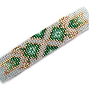 Shop Wyoming Green, Gold and Grey Tribal Arrows Geometric Large Loom Beaded Barrette Handmade