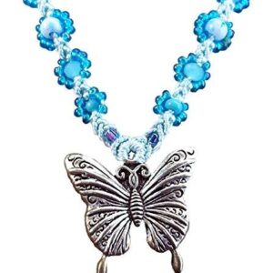 Shop Wyoming Aqua Bright Turquoise Butterfly Handcrafted Micro-Macrame Necklace