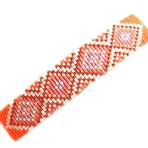 Shop Wyoming Abstract Geometric Diamonds Orange Dreamsicle Handmade Beaded Large Barrette with Authentic French Clip