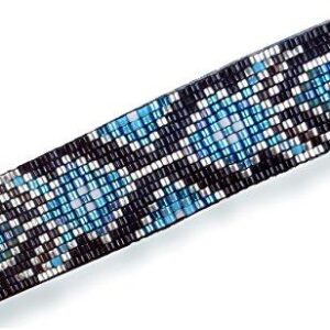 Shop Wyoming Abstract Tribal Geometric Arrows Large Beaded Barrette in Blue and Silver with Authentic French Clip