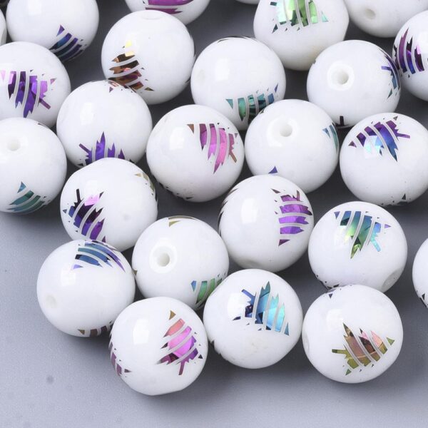 Shop Wyoming 10mm Round Multi-Color Electroplate Pine Tree Glass Beads Evergreen Christmas Tree, Lot of 15