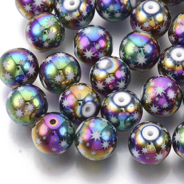 Shop Wyoming 10mm Round Multi-Color Electroplate Star Glass Beads, Lot of 15