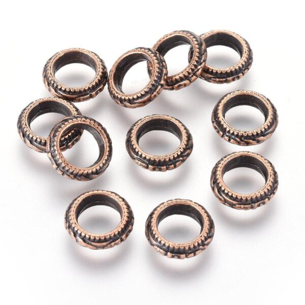 Shop Wyoming 11x4mm Floral Textured Copper Rondelle Spacer Beads Rings 15ct