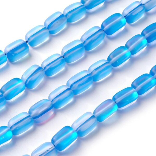 Shop Wyoming 11x6mm Frosted Aqua Blue Synthetic Moonstone Mermaid Glass Nugget Beads 10ct