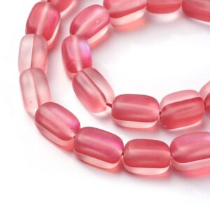 Shop Wyoming 11x6mm Frosted Light Coral Synthetic Moonstone Mermaid Glass Nugget Beads 10ct