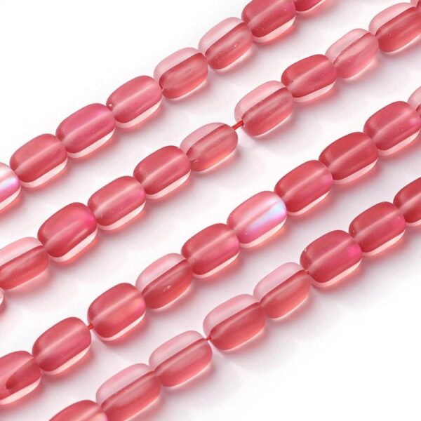 Shop Wyoming 11x6mm Frosted Light Coral Synthetic Moonstone Mermaid Glass Nugget Beads 10ct