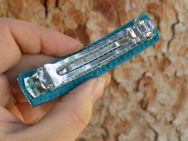 Shop Wyoming Abstract Tribal Geometric Arrows Beaded Barrette Blue Silver w/Real French Clip