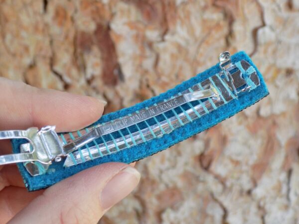 Shop Wyoming Abstract Tribal Geometric Arrows Beaded Barrette Blue Silver w/Real French Clip