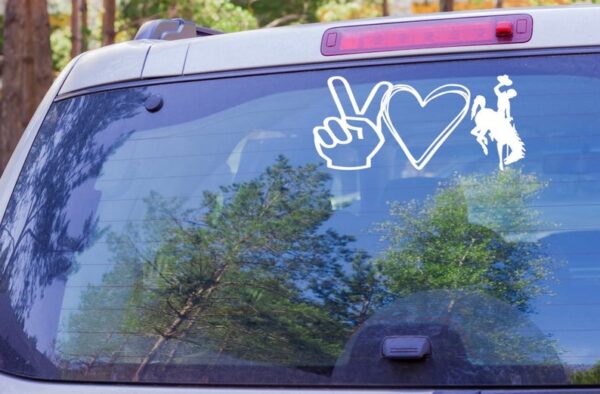 Shop Wyoming Peace Love Cowboys – Wyoming Bucking Cowboy Decal