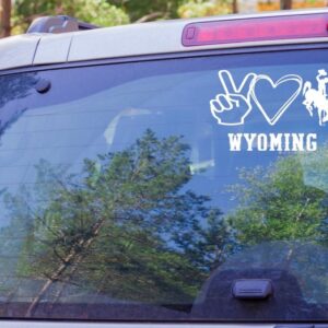 Shop Wyoming Peace Love Wyoming Bucking Cowboy Decal