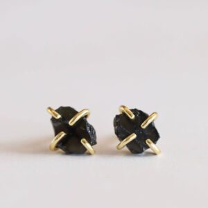 Shop Wyoming Beautiful Obsidian Earrings in 18K gold-plated prongs