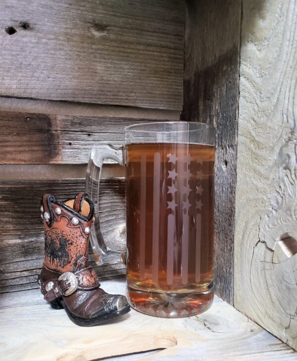 Shop Wyoming American Flag Etched Beer Mug