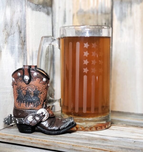 Shop Wyoming American Flag Etched Beer Mug