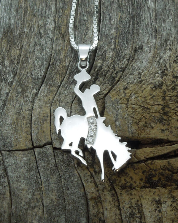 Shop Wyoming Wyoming Bucking Horse Pendants Sterling Silver with Diamonds