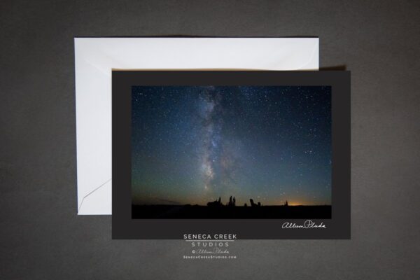 Shop Wyoming “The Milky Way and the Glow of Laramie, Wyoming at Night” Photo Art Greeting Card
