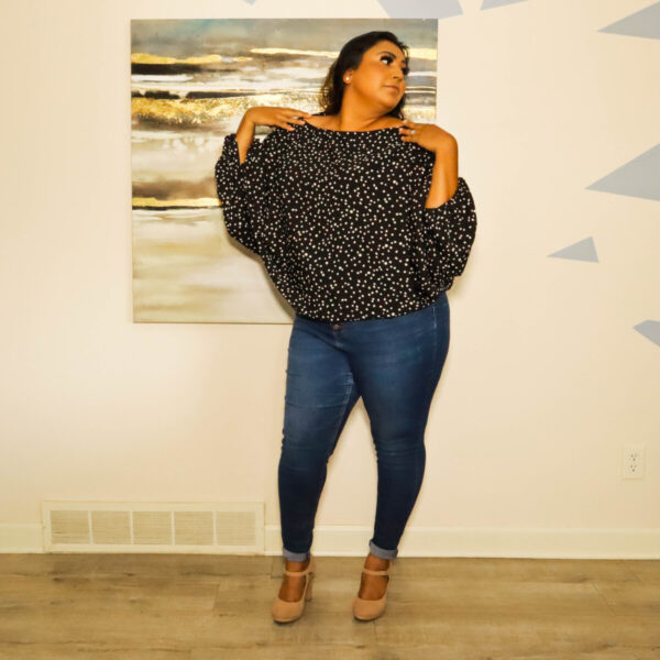 Shop Wyoming Curvy Black dotted Loose/ Puff Sleeves