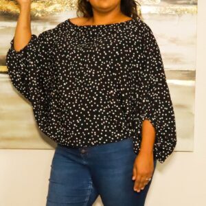 Shop Wyoming Curvy Black dotted Loose/ Puff Sleeves