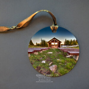 Shop Wyoming “Wyoming Mountain Chapel” Fine Art Metal Print Ornaments