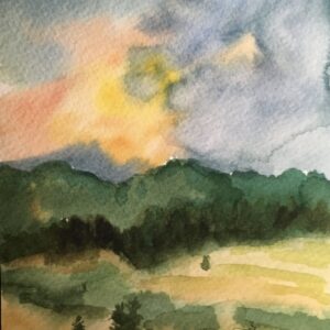 Shop Wyoming Bighorn Camp Sunset – Original Watercolor Painting
