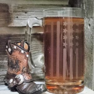 Shop Wyoming American Flag Etched Beer Mug