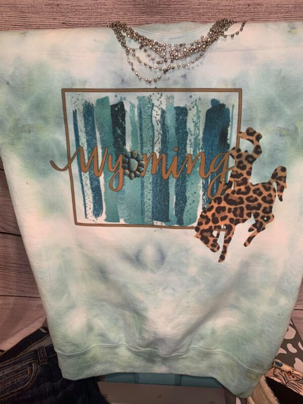 Shop Wyoming Turquoise Tie Dyed Wyoming Crewneck Sweatshirt