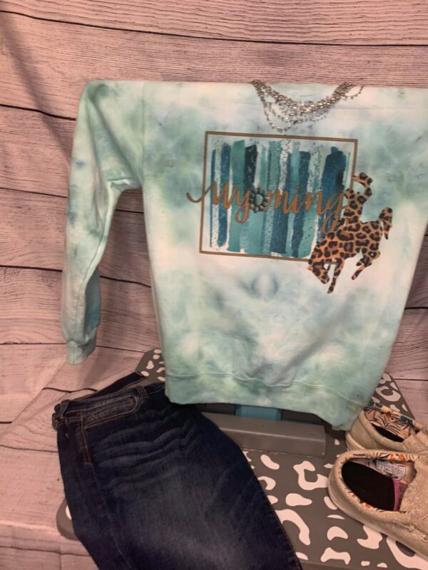 Shop Wyoming Turquoise Tie Dyed Wyoming Crewneck Sweatshirt