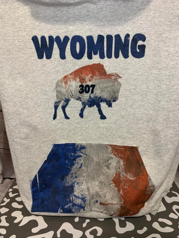 Shop Wyoming Red, White & Blue Buffalo Hooded Sweatshirt