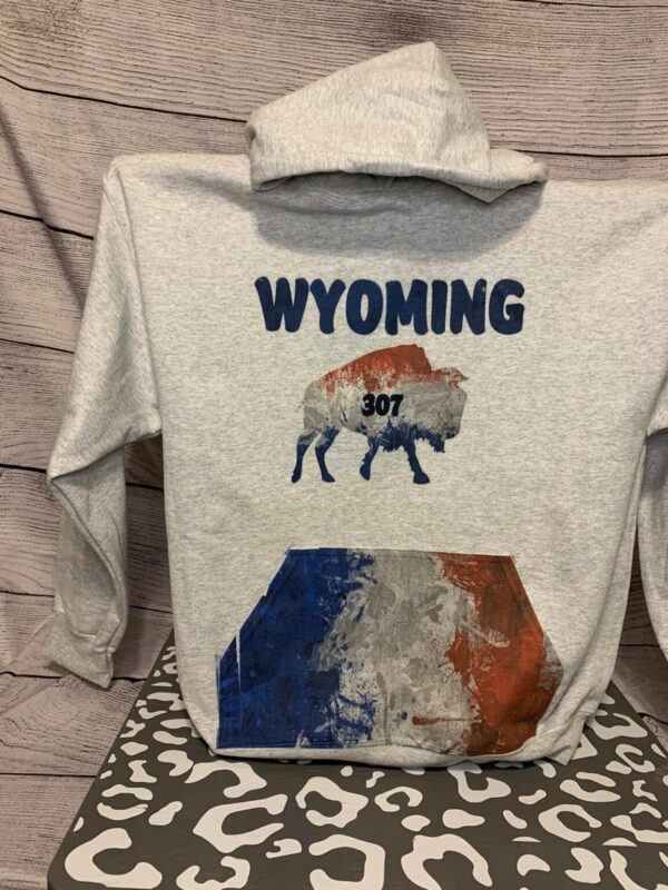 Shop Wyoming Red, White & Blue Buffalo Hooded Sweatshirt