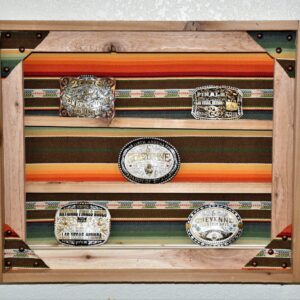 Shop Wyoming Western Belt Buckle Display with Saddle Blanket Background