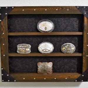 Shop Wyoming Western Belt Buckle Display with Tooled Faux Leather Background