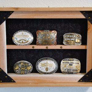 Shop Wyoming Western Belt Buckle Display with Tooled Faux Leather (Vinyl) Background