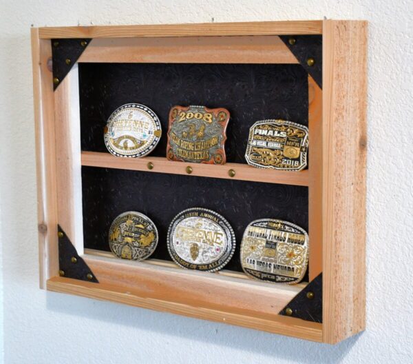 Shop Wyoming Western Belt Buckle Display with Tooled Faux Leather (Vinyl) Background