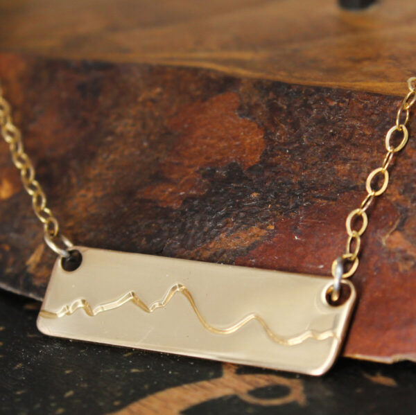 Shop Wyoming Gold Tetons Mountain Range Necklace