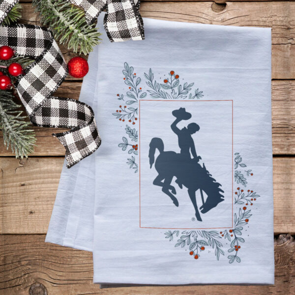 Shop Wyoming Contemporary Blue Pip Berry Wyoming Steamboat Flour Sack Tea Towel