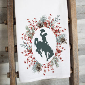 Shop Wyoming Wyoming Steamboat Pip Berry Wreath Flour Sack Tea Towel