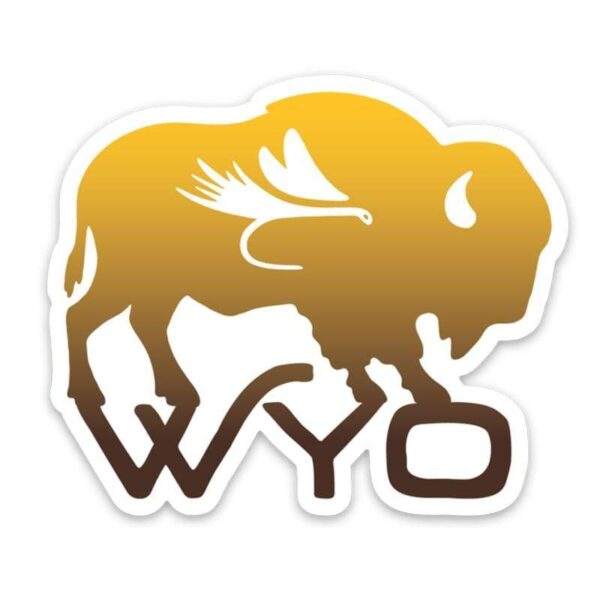 Shop Wyoming Wyo Fly Bison Sticker – Brown and Gold