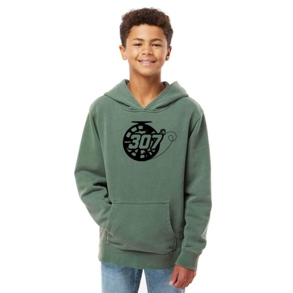 Shop Wyoming Youth 307 Reel Sweatshirt Hoodie – Pigment Alpine Green