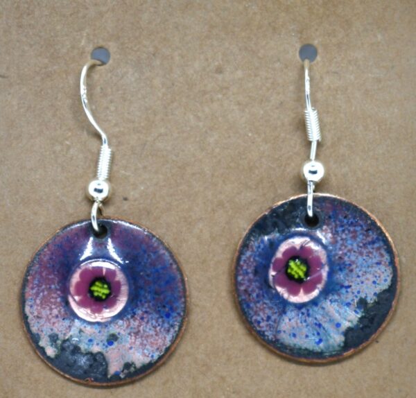 Shop Wyoming pink poppy, Enameled Penny Earrings