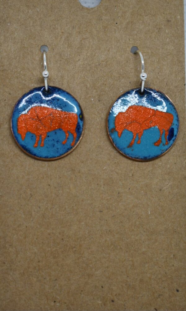 Shop Wyoming Orange buffalo on Turquoise Earrings